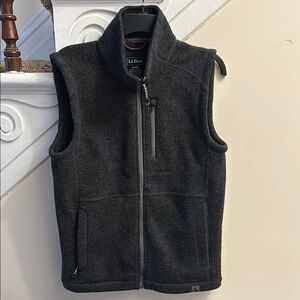 Men’s LL Bean Black full zip wool blend Sweater Vest #285672 Small Regular